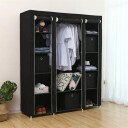 Bærbart garderobeskap 175 x 150 x 45 cMed klesstang og hyller i svart stoff