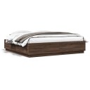  Sengeramme med LED-lys brun eik 200x200 cm konstruert tre 8721012273245