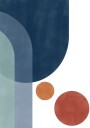 Geometric Blue Orange Abstract Plakat / 100x150
