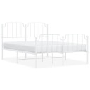 vidaXL Sengeramme i metall med hode- og fotgavl hvit 135x190 cm 8721012212626