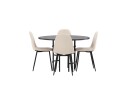 Venture Home Spisegruppe Hamnka 115 cm Rund med 4 Nicci Stoler Beige