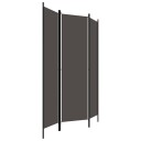 vidaXL Romdeler 3 paneler antrasitt 150x180cm
