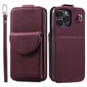INCOVER iPhone 15 Pro Vertikalt Kunst Skinn Flip Deksel med Lommebok / Ståfunksjon / Stropp - Rød