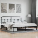 vidaXL Sengeramme i metall med sengegavl svart 193x203 cm 8720845881276
