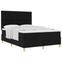  Box Spring Seng med Madrass Svart 140x200 cm Stoff