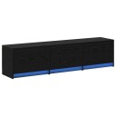  TV skap med LED Svart Eik 165 x 34 x 40 cm Konstruert tre