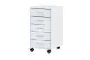 Rullecontainer Wohnling 5 skuffer med hjul foliert sponplate moderne stil Hvit   Hvit