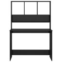 vidaXL Skrivebord med hyller høyglans svart 110x45x157 cm sponplate