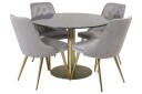 Venture Home Estelle Spisegruppe 106 cm Rund med 4 Velvet Stoler Sort/Guld