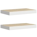 vidaXL Flytende vegghyller 2 stk eik og hvit 50x23x3,8 cm MDF