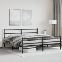 vidaXL Sengeramme i metall med hode- og fotgavl svart 200x200 cm 8721012302877