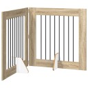 Vidaxl Foldbar Hundegitter Med Stativer 2 Stk. Sonoma Eik 160.5 cm
