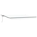 Automatisk Uttrekkbar Markise med LED Hvit 450x350 cm  Markise Erstatningsstoff for 4.5x3.5 m Ramme Hvit