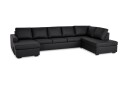 Crazy 5 seters Høyrevendt U formet X Large Sofa med Divan og Sjeselong i Kunstlær   Svart
