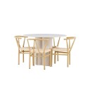 Olivia Spisegruppe 110 cm Rund med 4 Alfons stoler   Beige/Beige