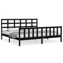 vidaXL Sengeramme med hodegavl svart 200x200 cm heltre