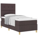  Box Spring seng med madrass Mørk brun 100x200 cm Stoff