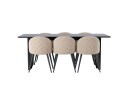 Venture Home Vail Spisegruppe 200 cm Rektangulær med 6 Velvet Stoler Beige