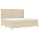  Box Spring Seng med Madrass & LED Krem 200x200 cm Stoff