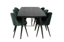 Venture Home Gold Spisegruppe Forlengningsbar 180 220 cm Rektangulær med 6 Velvet Stoler Sort