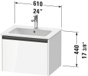 Duravit Ketho.2 Servantskap 1 Skuff 610x480 mm Hvit Matt