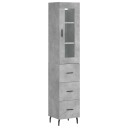 vidaXL Highboard betonggrå 34,5x34x180 cm konstruert tre 8720845486754