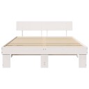  Sengestamme med hodegjerde Hvit 140 x 200 cm Massiv furu tre