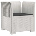 vidaXL 1 seters Stol med Pute Rattan Utseende PP Hvit
