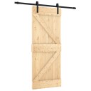 vidaXL Skyvedør Naturlig og svart 85 x 210 cm Massiv Furu Tre