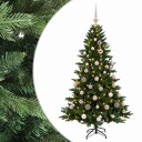 vidaXL Kunstig juletre med julekuler 150 cm 150 LED-lys Varmhvit