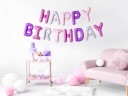 PartyDeco Folieballong Banner, Happy Birthday, Rosatoner