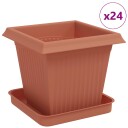 vidaXL Plantepotter 24 pcs Klinker Rød 16 x 16 x 14 cm Plast