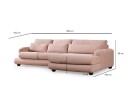 Relento Sofa med Sjeselong 3 seter   Rosa