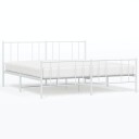 vidaXL Sengeramme i metall med hode- og fotgavl hvit 200x200 cm