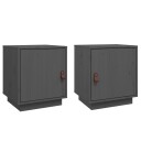 vidaXL Nattbord 2 stk grå 40x34x45 cm heltre furu
