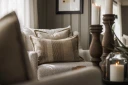 Lama Hasselt putetrekk i resirk. ull 40x60 Beige Glencheck