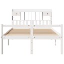  Seng med bokhylle uten madrass hvit 140x200 cm heltre furu 8721158608437