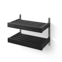 Oscarssons Möbel Nadja Skohylle 50 cm 2 nivåer veggmontert Svartbeiset eik/slipt stål