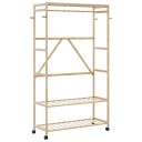  Klesstativ med hyller og hjul 110x40x180 cm bambus 8721102643064