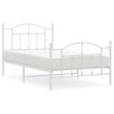 vidaXL Sengeramme i metall med hode- og fotgavl hvit 100x190 cm