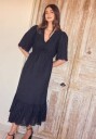 BUBBLEROOM Midi Broderie Anglaise Dress Black XL