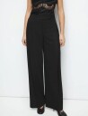 Mango Pleated Wide Leg Trousers   Black   36