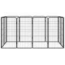 Hundegrind Med 12 Paneler Svart 50X100 cm Pulverlakkert Stål