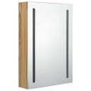 vidaXL LED-speilskap til bad eik 50x13x70 cm