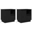  Nattbord med LED 2 stk Svart Eik 50x34,5x50 cm