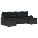 vidaXL Sofa sett 6 stk. Svart polyrotting