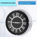 Ø 34,5 cm stille veggklokke med sølvramme & Romersk urskive uten tikkende lyder   Ø 34,5 cm