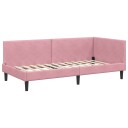  Hjørnesengramme Rosa 100 x 200 cm Fløyel og konstruert tre