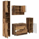  Baderomsinnredningssett 4 pcs Gamle tre Ingeniørtre og metall