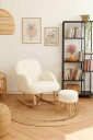 Ørelappstol  og puffesett 2 deler Atelier Del Sofa Dugmeli 80 x 85 x 65 cm Hvit  